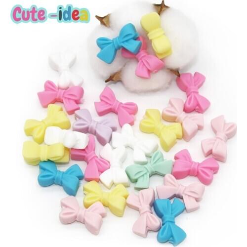 Cute-Idea Baby Silicone Beads 20pcs Bow Chewing Teething beads diy Baby Pacifier Chain Nuring toys Accessories Baby Product gift