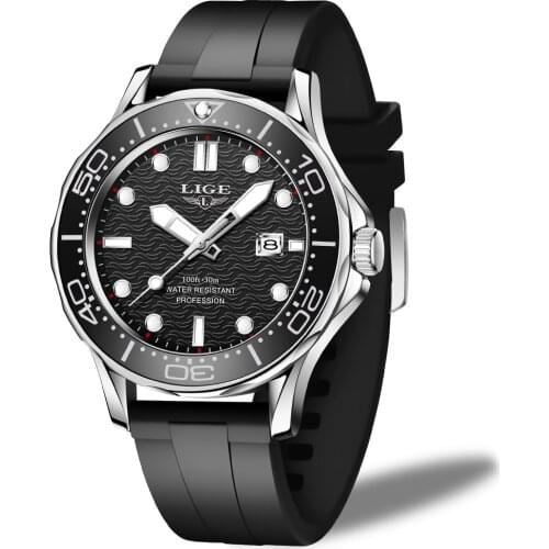 2021LIGE New Silicone Men Watch Fashion 30M Waterproof Date Clock Luxury Sport Men Quartz Wristwatches relojes para hombre reloj