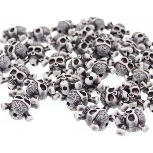 CHONGAI 25Pcs Many Color Acrylic Halloween Gothic Skull Beads For Jewelry Making 20mm (Double side)