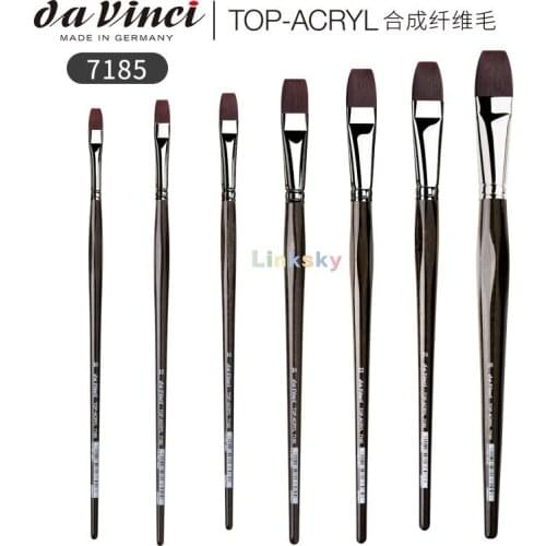 Da Vinci Oil & Acrylic Series 7185 Top Acryl Paint Brush, Flat Red/Brown Synthetic with Long Ergonomic Handle,Art supplies
