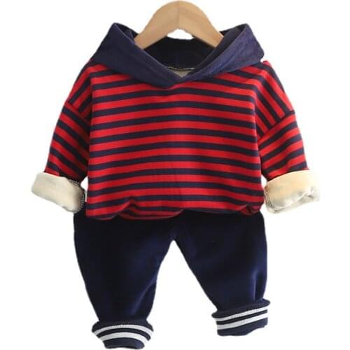 New Winter Baby Girl Clothes Children Cotton Boys Thicken Warm Hooded Coat Pants 2Pcs/set Toddler Fashion Costume Kids Tracksuit