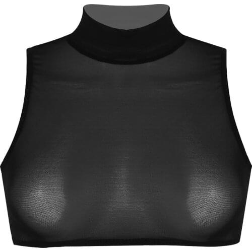 Women Erotic Sexy Crop Top Bra Sheer Mesh See-through Sleeveless Nightclub Party Festival Rave Pole Dance Hot Sexy Tops Cover-up