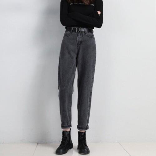 Jeans Women Harem Pants Casual Boyfriends Mom Jeans Streetwear Denim Pants Pleated Trousers Slouchy Jeans Ankle-Length Pants