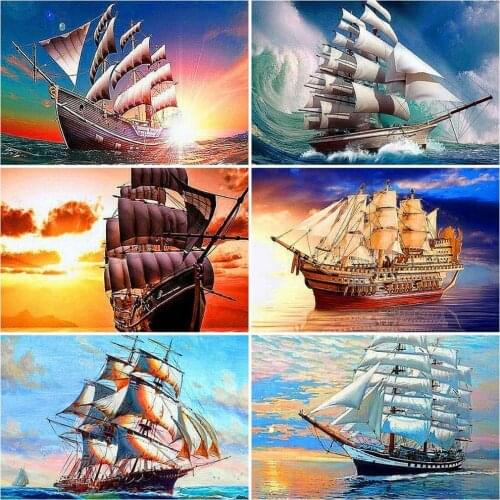 Evershine DIY Diamond Painting Full Square Boat Diamond Embroidery Sale Sailboat Diamond Mosaic Scenery Rhinestones Pictures