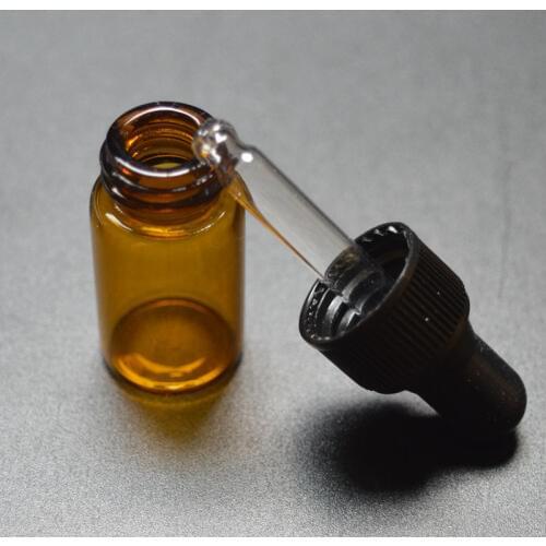 20pcs Perfume Sample Mini Amber 3ml Glass Dropper Bottle with Pure Glass Dropper Tubes Essential Oil liquid Vial Free Shipping