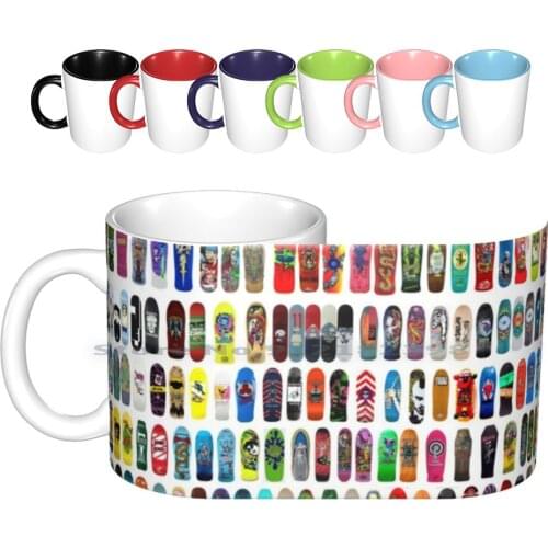 Vintage Skateboard Print Ceramic Mugs Coffee Cups Milk Tea Mug Vintage Skateboard Creative Trending Vintage Gift Bottle Cup