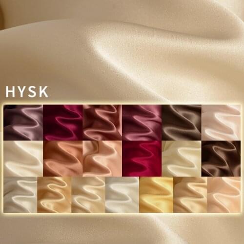 HYSK 100% pure silk satin fabric multicolor plain solid dyed DIY sewing bridal silk material manufacturer for bedding Cheongsam