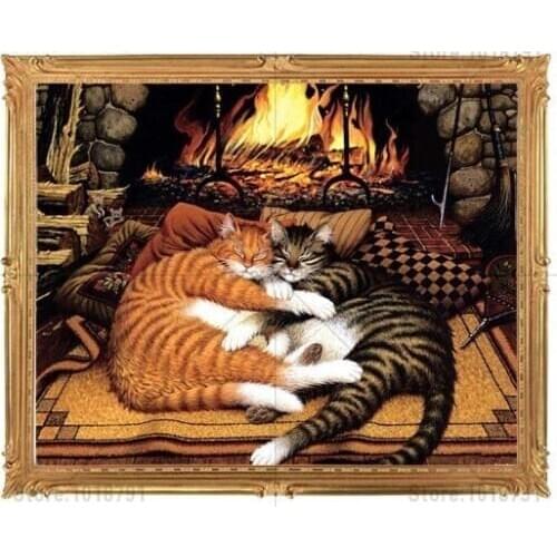 Picture of diamond mosaic handmade animal cross stitch crystal square diamond sets unfinish decorative Diamond embroidery cat