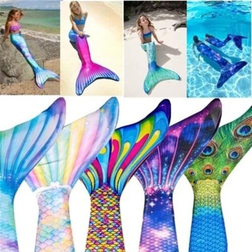 Girls Mermaid Tails Swimming Dresses Cosplay Costume Beach Little Children adult Mermaid Swimsuit for Kids Swimmable Costumes
