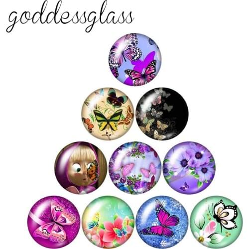 Fashion Beauty Flowers 10pcs 12mm/18mm/20mm/25mm Round photo glass cabochon demo flat back Making findings ZB0482