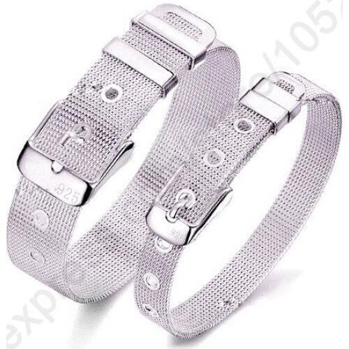 Fashionable Belt Design Pure 925 Sterling Silver Fine Jewelry Bracelet Bangle Top Quality 2 Size Options For Woman Man