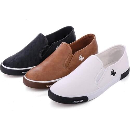 New arrival Lowest price Mens Breathable Casual High Quality Shoes PU Leather Casual Shoes Slip on men Vogue Flat loafers
