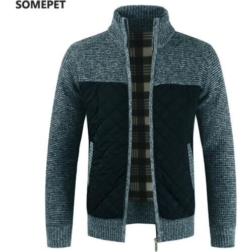 Mens Sweaters Autumn Winter Warm Knitted Sweater Jackets Cardigan Coats Male Clothing Casual Knitwear Patchwork Jumper