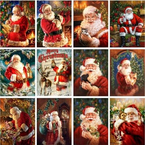 ZOOYA Diamond Painting Christmas Full Drill Santa Claus Diamond Embroidery Cross Stitch Kits Rhinestones Mosaic Art Home Decor