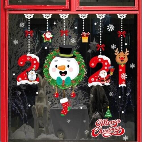 Christmas Window Stickers Merry Christmas Decorations for Home Wall Sticker Decal New Year Gift Xmas Decor Noel Kerst Navidad