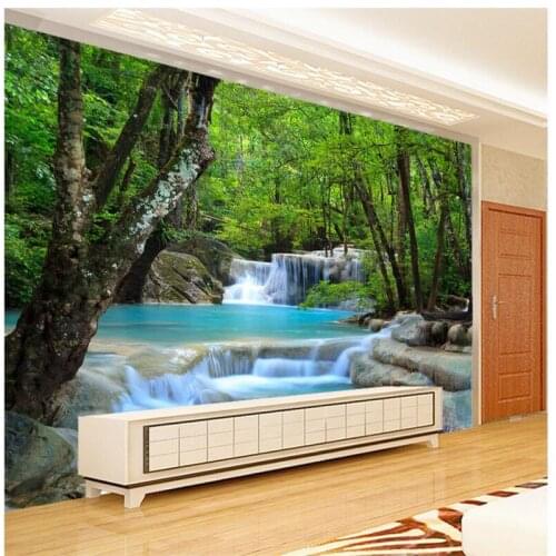 Beibehang Wall Panel 3d Wallpaper Forest Trees Creek Photography Background Modern Art Mural for Living Room Large Painting
