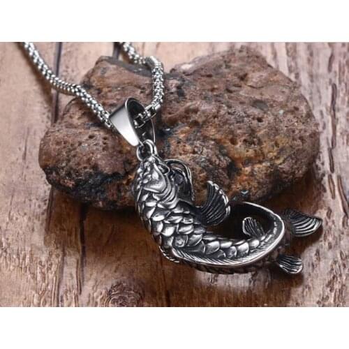 Brand New Jewelry stainless steel Biker Fish pendant necklace pendant For Mens GIfts 3mm24