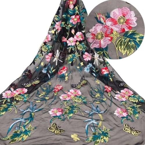 New boutique multicolor butterfly flat embroidered tulle high-quality embroidery, comfortable fabric lace/hx