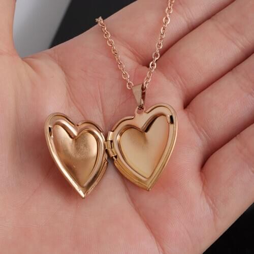 Openable Photo Stainless Steel Circular Heart Locket Pendants For Women Men Frame Romantic love Promise Picture Necklaces Gifts