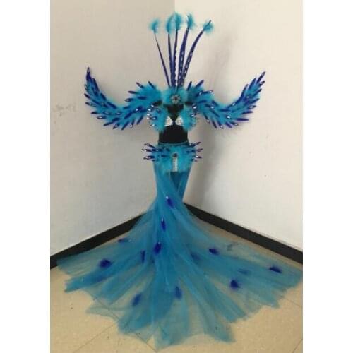 Feather creative swimsuit cloak T station serves stage costumes Chaofu children stage girl model
