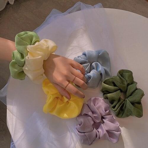 Korean Satin Sweet Hair Scrunchies For Women Elastic Hair Bands Hair Ring Solid Color Ties Head Rope Ponytail Hair Accessories