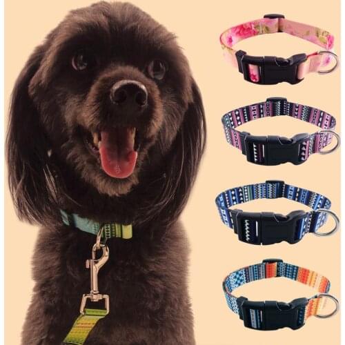 Removable Dog Collar Bohemia Style Buckle Design Polyester Pet Necklace Loop for Hiking Small Big Dogs