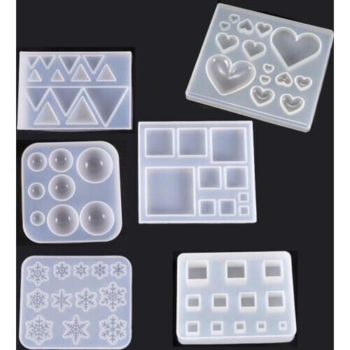 Lovely heart beads Cube triangle Silicone Mold for jewelry earring pendant making Resin jewelry tool UV epoxy resin molds crafts