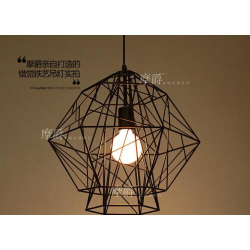 Modern Black Iron Bird Cage Lamparas Suspension Luminaire Pendant Light Dining Bedroom Lamp lustre pendente