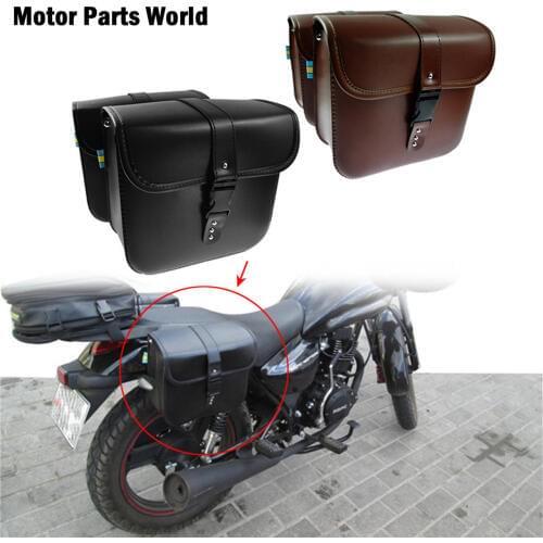 Universal Motorcycle Saddle Bags Pu Leather Side Tool Bag Luggage Travel bags 2pcs Black/Brown For Harley Sportster 883 1200 XL