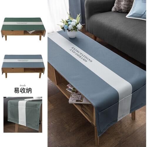 Nordic style GRAY blue patterns waterproof advanced cotton and linen tablecloth for Dinning Table Tea Tables Table cloth