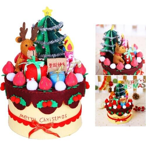 Felt DIY Craft Felt Fabric Christmas Cake Storage Box Handmade Felting Kit Non-woven Storage Box Felt DIY Package