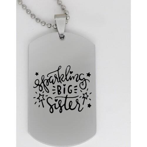 Ufine jewelry girl gift pendant army card sparkling big sister stainless steel customed necklace N4252