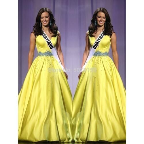 New in Fashion V-Neck Sleeveless Zipper A-Line Satin Floor-Length Women Evening Dress/Engagement Gowns Beading Free Shipping