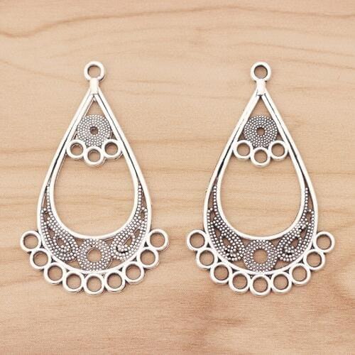 10 Pieces Metal Water Drop Shape Connector Charms Pendants for Earrings Jewellery Making Accessories 44x27mm