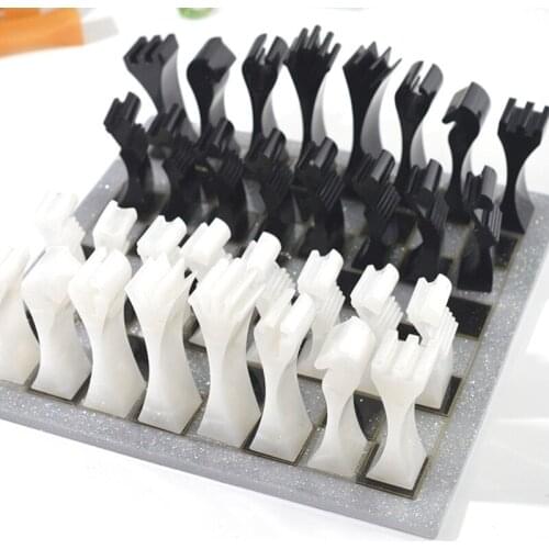 2Pcs 3D Chess Pieces Resin Casting Molds Kit 3D Chess Checker Epoxy Mold International Chess Molds Kit Resin Art Crafts