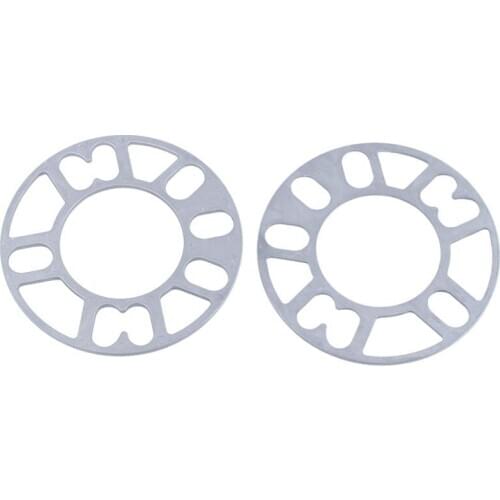 For Car Vehicle 4 hole and 5 hole Wheels 3mm Thickness Wheel Rims Spacers Silver Tone 2pcs