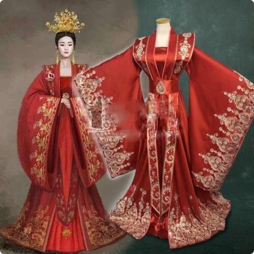 2 Designs Ming Dynasty Gorgeous Red Bride Groom Wedding Costume Hanfu for Newest TV Play Legend of MingLan Couple Lovers Hanfu
