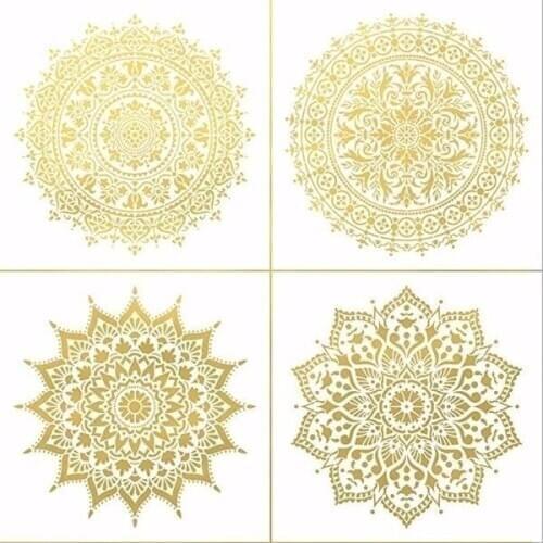 4pcs / set 30 * 30cmDIY reusable molds laser cut painting stencil floor tile fabric wall mold furniture mandala painting stencil