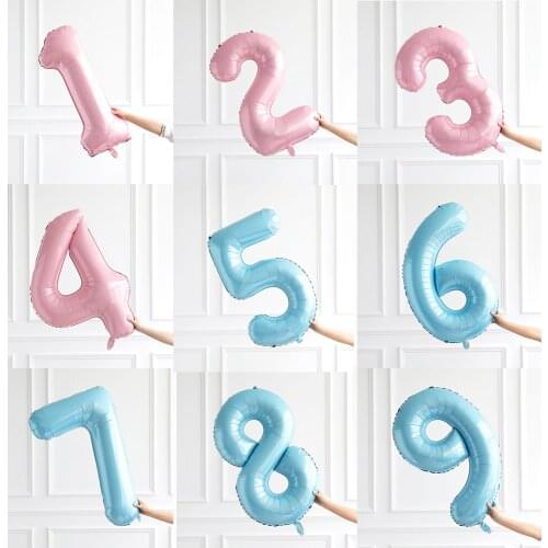 40inch Pastel Baby Blue Pink Foil Number Balloon 1 2 3 4 5 6 7 8 9 Birthday Party Baby Shower Wedding Decorations Kids Globos