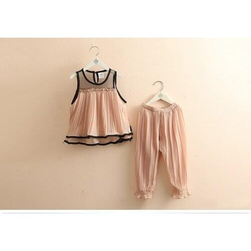 Free shipping 2021 Girls Clothing Set Summer Baby Girls Clothes sets girl sleeveless Top+pant girls pants suit