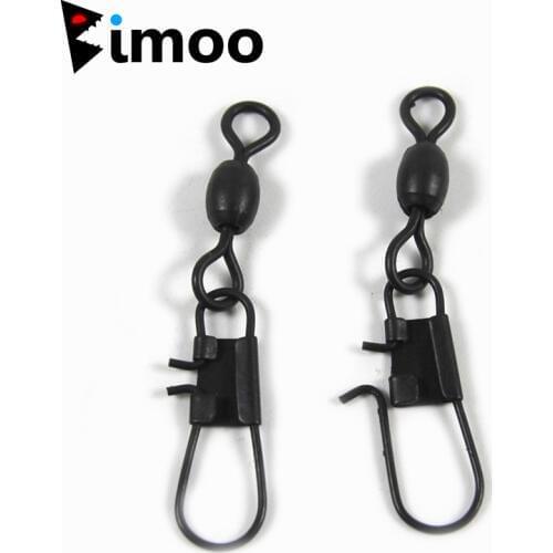 Bimoo 50 PCS Matt Black Crank Swivel with Snap Carp Brass Fishing Accessories Terminal Tackle