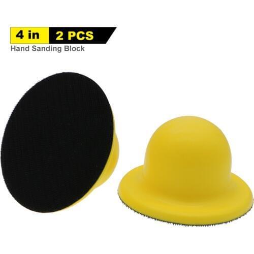 2pcs 4 Inch Foam Hand Sanding Block Hand Pad Abrasive Tools for Hook and Loop Disc