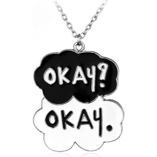 Dongsheng Fashion Necklace Okay?Okey. Pendant Necklace Alloy Charms Penadnt Necklace for Women Girl Necklace Gift