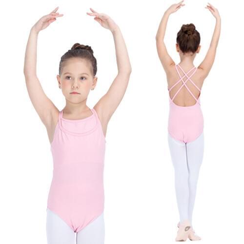 Cotton/Lycra 2 Pieces Camisole Dancing Leotards Girls Ballet Bodysuit Kids Gymnastic Costumes Full Sizes Colors