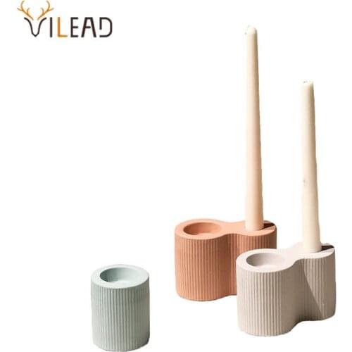 VILEAD Ceramic Candle Holder European Style Striped Creative Personality Candlestick Home Decor Suitable as a Gift Desktop Decor