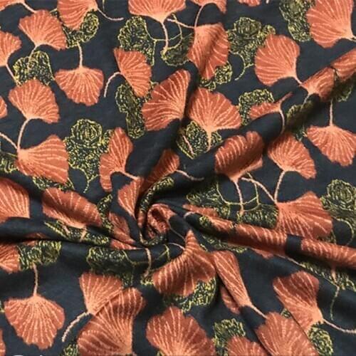 Maple Leaf Australian Style Custom Knitted Mink Velvet Fabric High-end Wool Jacquard Dress New Autumn Winter Cloth by Meter