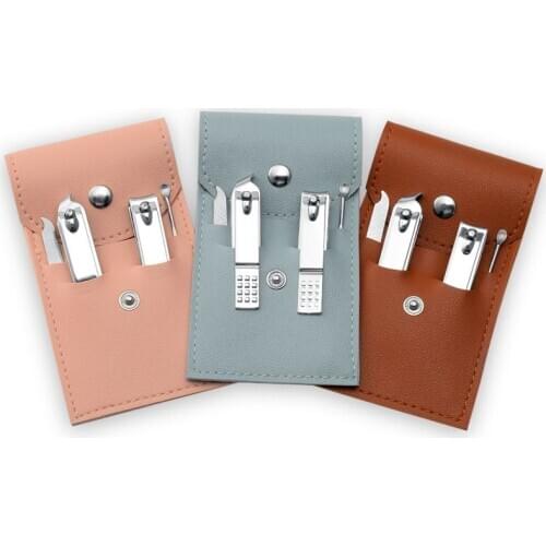 Nail Clippers Suit 4-Piece Nail Clippers Nail Scissors Fold Bag-Beauty Manicure Nail File Tool