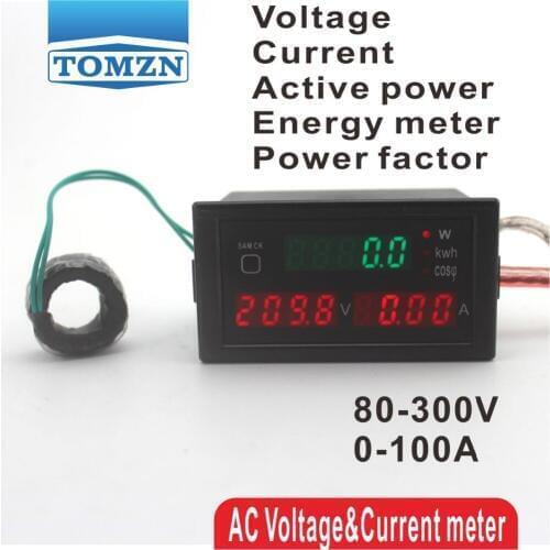 D69 Multi-functional LED display panel meter voltmeter ammeter with active and Electric energy and power factor 80-300V 0-100A