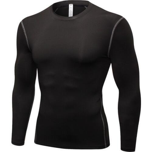 Mens Fitness Long Sleeve Rashguard T Shirt Bodybuilding Tight Compression Shirt Elastic Gym Sports Running Tops Cycling Clothing