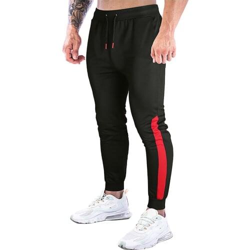 Mens Casual Sweatpants Gyms Fitness Sports Pants Elastic Band Casual Patchwork Drawstring Sweatpants